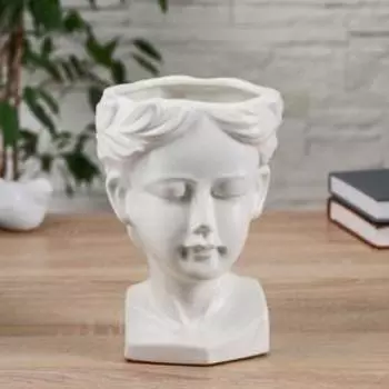 Ваза керамика "Цветущие мысли" 13,5х20 см, белый