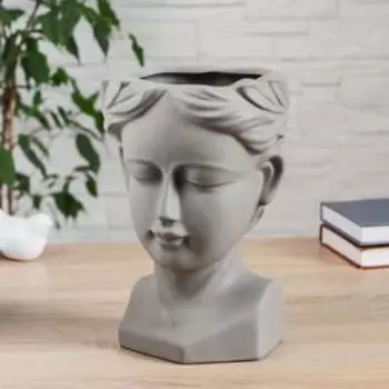 Ваза керамика "Цветущие мысли" 15х24 см, серый