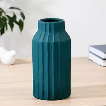 Ваза керамика "Дженна" H=22.5 см,d нар.=7,5см, d внутр.=5,5 см, тёмно-зелёный