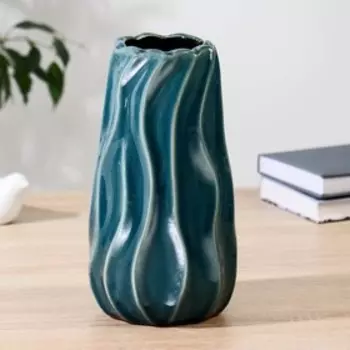 Ваза керамика "Флоренция" H=24,5 см, D= 9 см, тёмно-зелёный