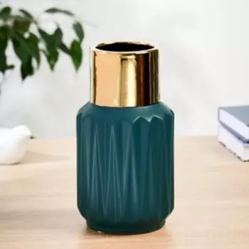 Ваза керамика "Флорентина" H=21,5 см, d внутр=6,5см, d нар=8см, тёмно-зелёный