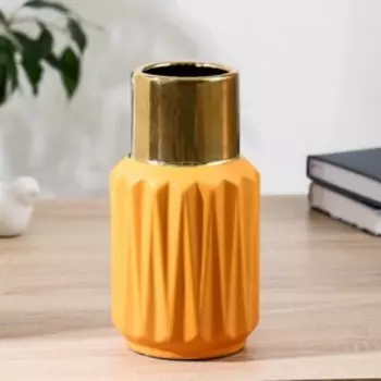 Ваза керамика "Флорентина" H=21,5 см, d внутр=6,5см, d нар=8см жёлтый