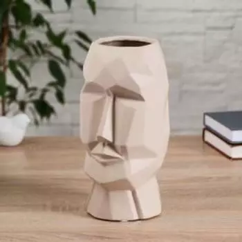 Ваза керамика "Формы лица" 9х10х22,5 см, бежевый