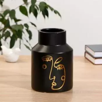 Ваза керамика "Каприз" 8х18 см, чёрный