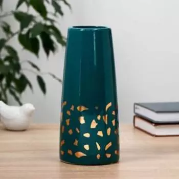 Ваза керамика "Каролин" d-7см 10х22,5 см, зелёный