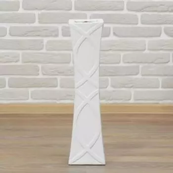 Ваза керамика напольная "День ночь" 60 см ромбы прямая белая