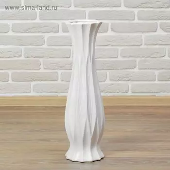 Ваза керамика напольная "День ночь" 60 см вкрапления талия белая