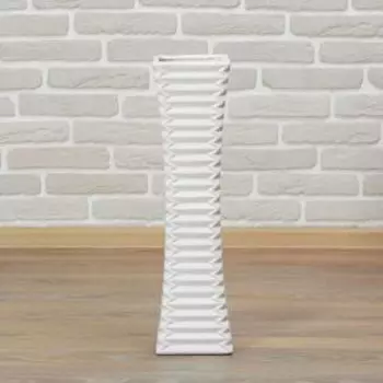 Ваза керамика напольная "День ночь" полосы прямая, 60 см, белый
