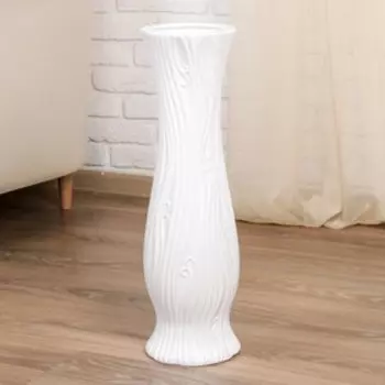 Ваза керамика напольная "День ночь" завиток, 60 см, белый