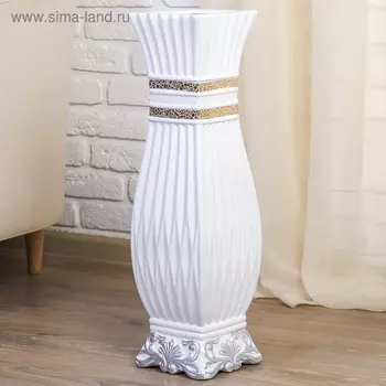 Ваза керамика напольная "Дионелла" d-12 см, 16х60 см, квадратная, белая