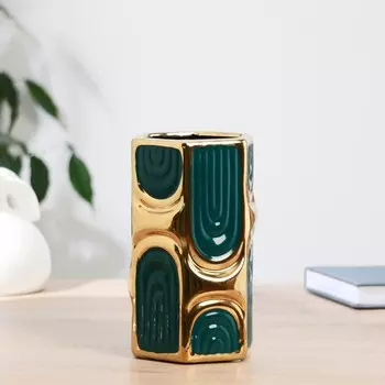 Ваза «Аббей», d=10 см, h=17.5 см, керамика, зелёная