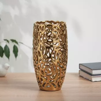 Ваза «Базили», розы, 2411 см, керамика, золотистая