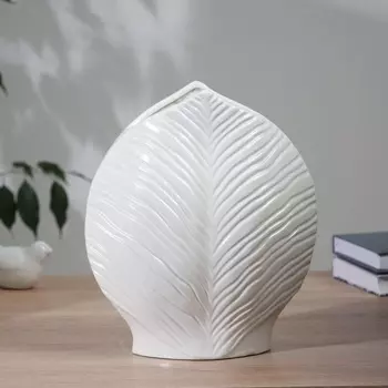 Ваза «Бенито», лист, 2621 см, керамика, белая