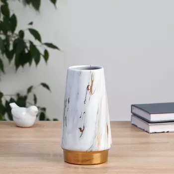 Ваза «Бевис», d=7.5 см, h=19 см, керамика, белая