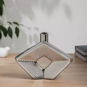 Ваза «Брэм», ромб, 23.520 см, керамика, серебристая