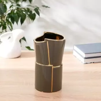 Керамическая ваза декоративная настольная «Грация», для цветов, сухоцветов, 1221 см, серый