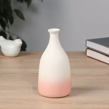 Ваза «Хайди», бутыль, 15.57.5 см, керамика, белая, розовая