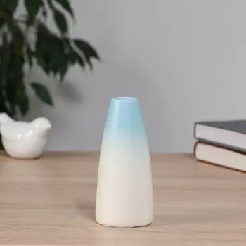 Ваза «Хайди», стиль, 12.56 см, керамика, белая, голубая
