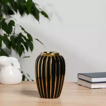 Ваза «Кэли», h=18 см, керамика, чёрная