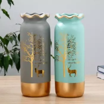 Ваза керамика "Олень под деревом" 10,5х11х30 см, микс