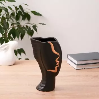 Ваза керамика "Профиль" 12х23 см, чёрный