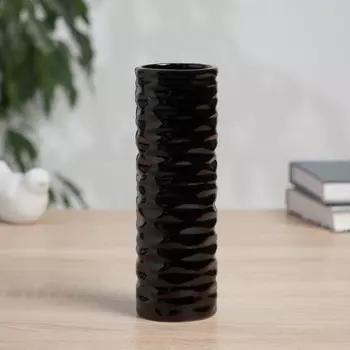 Ваза «Тьяго», волны труба, 185.5 см, керамика, чёрная