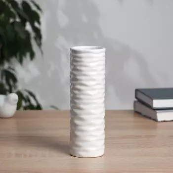 Ваза «Тьяго», волны труба, 185.5 см, керамика, белая
