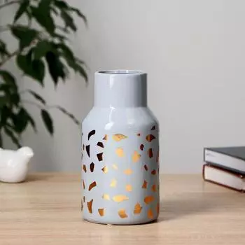 Ваза керамика "Николь" d-6.5см 10х19 см, серый