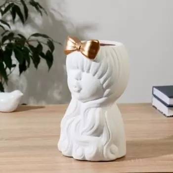 Ваза керамика "Очарование" H=22 см, d=8см белый