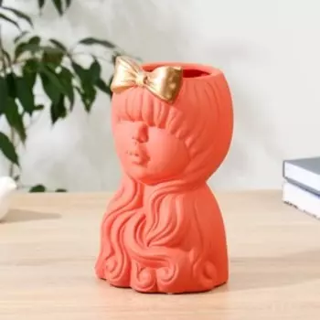 Ваза керамика "Очарование" H=22 см, d=8см оранжевый