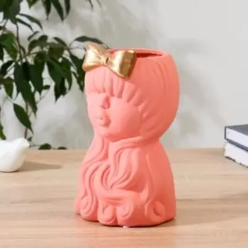 Ваза керамика "Очарование" H=22 см, d=8см розовый