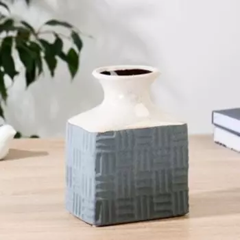 Ваза керамика "Пейтон" прямая, h=19 см, d=8.5см бело-серый