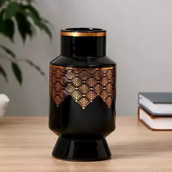 Ваза керамика "Раяна" d-6,5см 10х19 см, чёрный