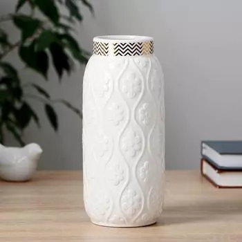 Ваза керамика "Шелли" (диаметр горол.6см) 8,5х22,5 см, белый