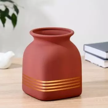 Ваза керамика "Тобиас" H=17 см, d отверстия 8,5см коричневый