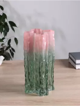 Ваза «Кимберли», 2512 см, стекло, зелёная, розовая