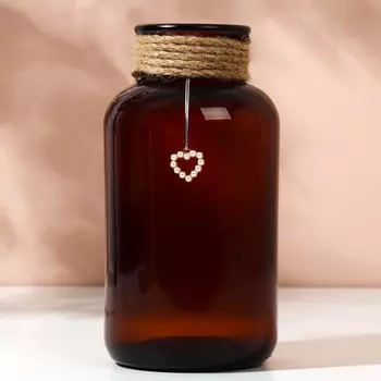 Ваза для цветов стекло, коричневая, 1 л.