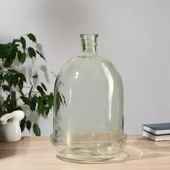 Ваза «Мини-флорариум», 16 л, h=45 см, d=25.5 см, d отверстия 4.5 см, d блюда 28 см, стекло, прозрачная