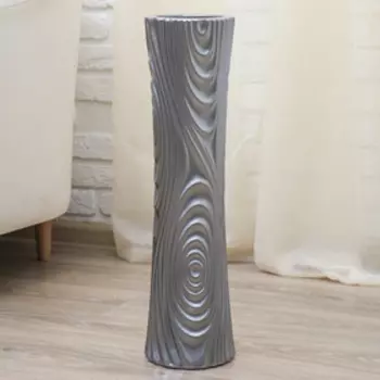 Ваза напольная 60 см "Круги" серая, прямая