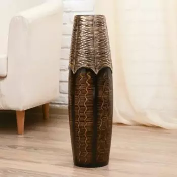 Ваза напольная «Волнушка», бочонок, 1260 см, керамика, коричневая