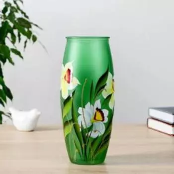 Ваза Нарцисс с росписью на крашеном стекле, d-7; 10х23 см МИКС
