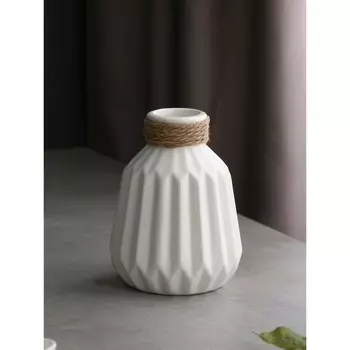 Ваза настольная «Геометрия», h=18 см, цвет белый, керамика, 1 сорт, Иран