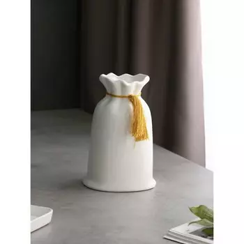 Ваза настольная «Мешочек», h=21 см, цвет белый, керамика, 1 сорт, Иран