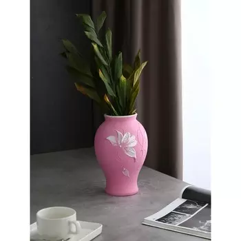 Ваза настольная "Шарм", 24см. бархат, сиреневая