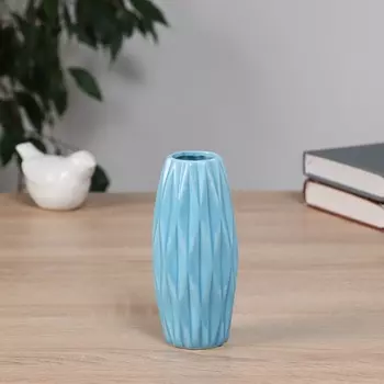 Ваза «Теган», бочка, 12.55 см, керамика, голубая