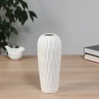 Ваза «Теган», рельеф, 17.57.5 см, керамика, белая