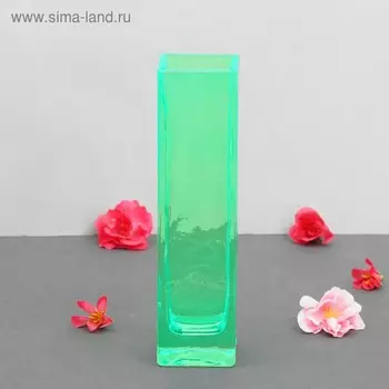 Ваза "Олень" квадратная прозр., 21х5,5х5,5 см 0,32 л, микс