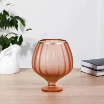 Ваза «Персик», с золотой полоской, d=10 см, 2015 см, стекло