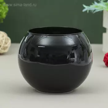 Ваза «Пять вечеров», шаровая, 1 л, 121210 см, стекло, чёрная глянцевая