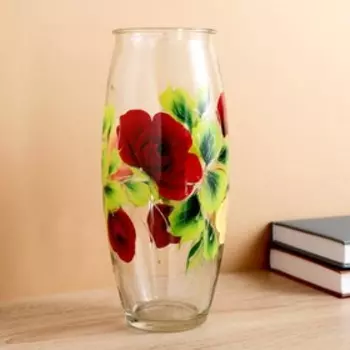 Ваза Розы с росписью на проз.стекле, d-7см 10х23 см